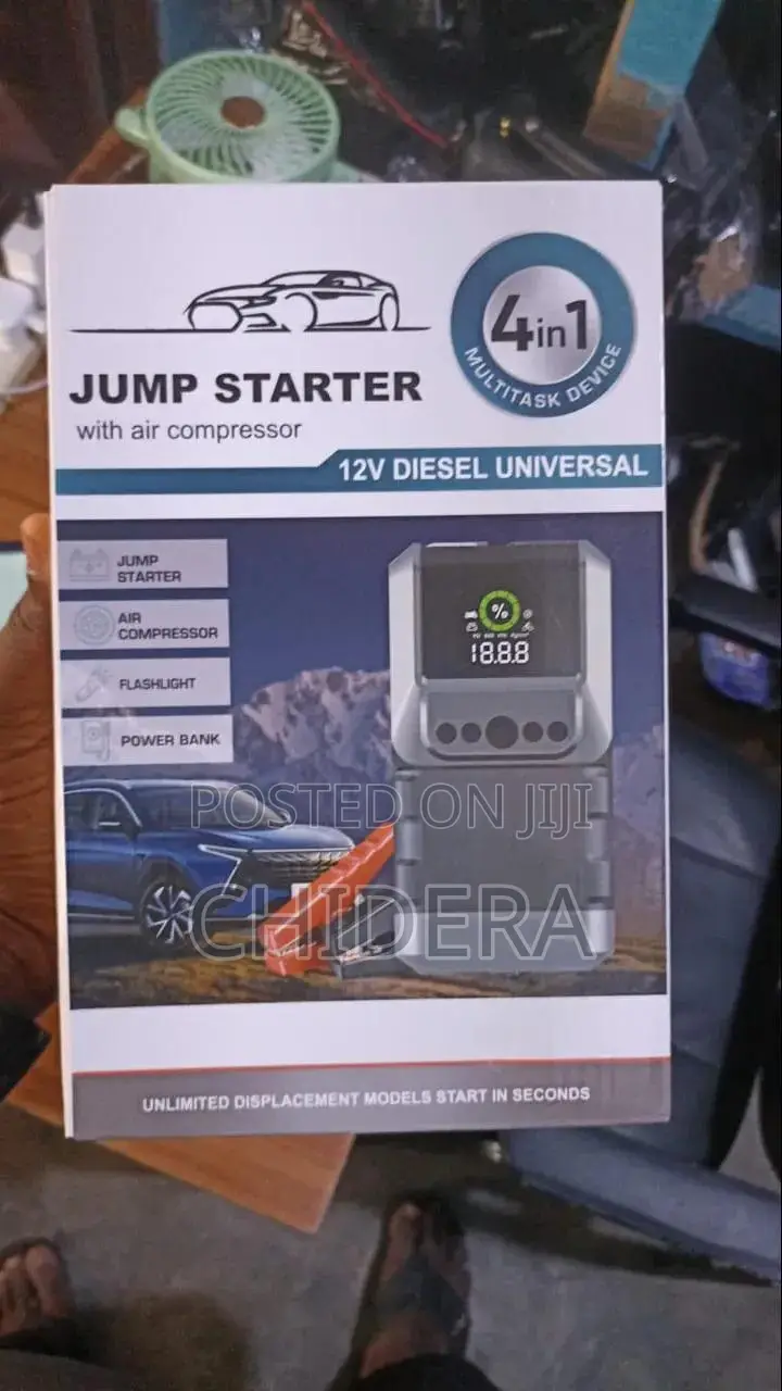 4-in-1 12V Diesel Jump Starter With Air Compressor – Power Bank