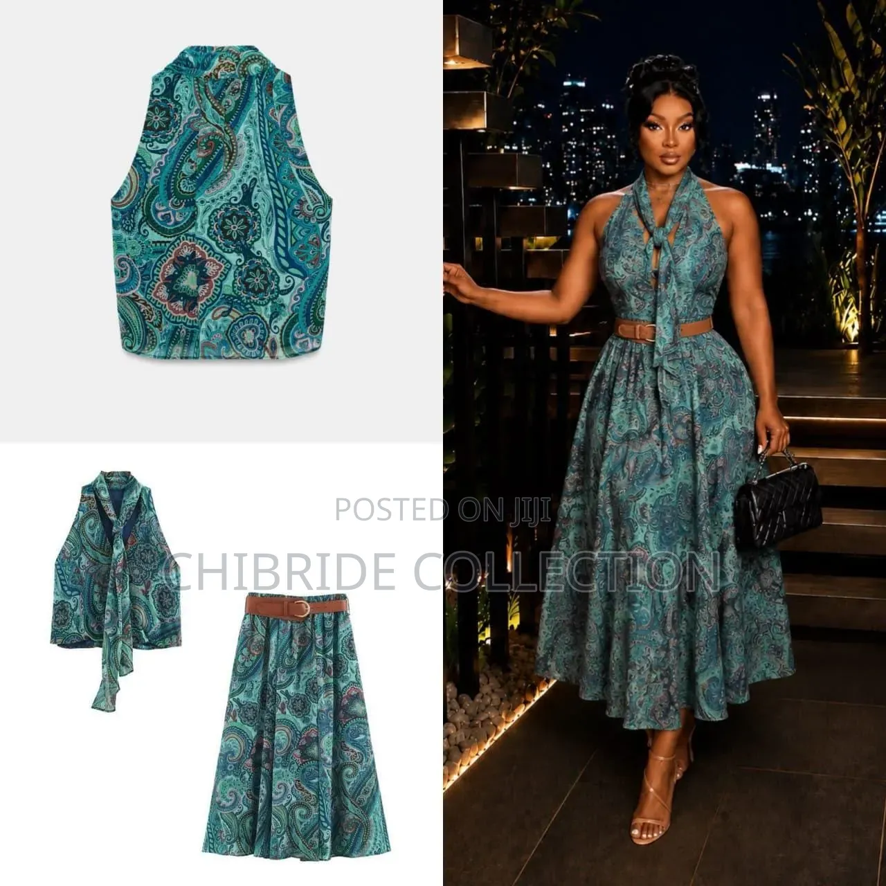 Luxury Paisley Halter Maxi Dress