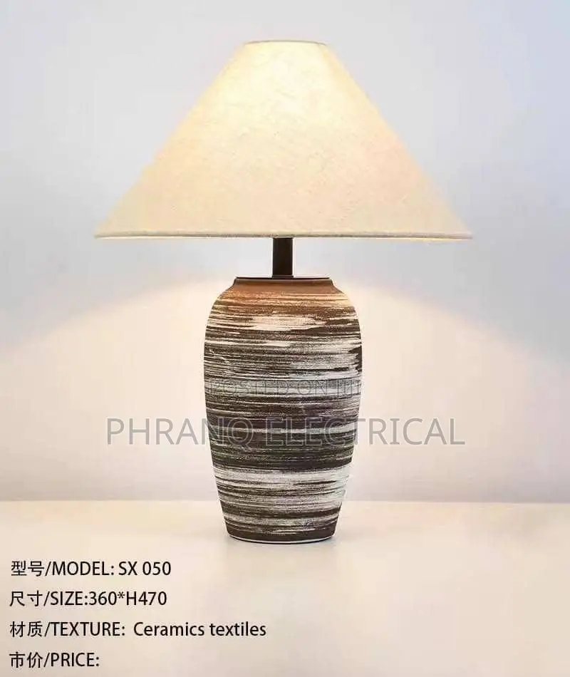 New Chinese-Style Retro Wabi-Sabi Handmade Ceramic Pot Table Lamp