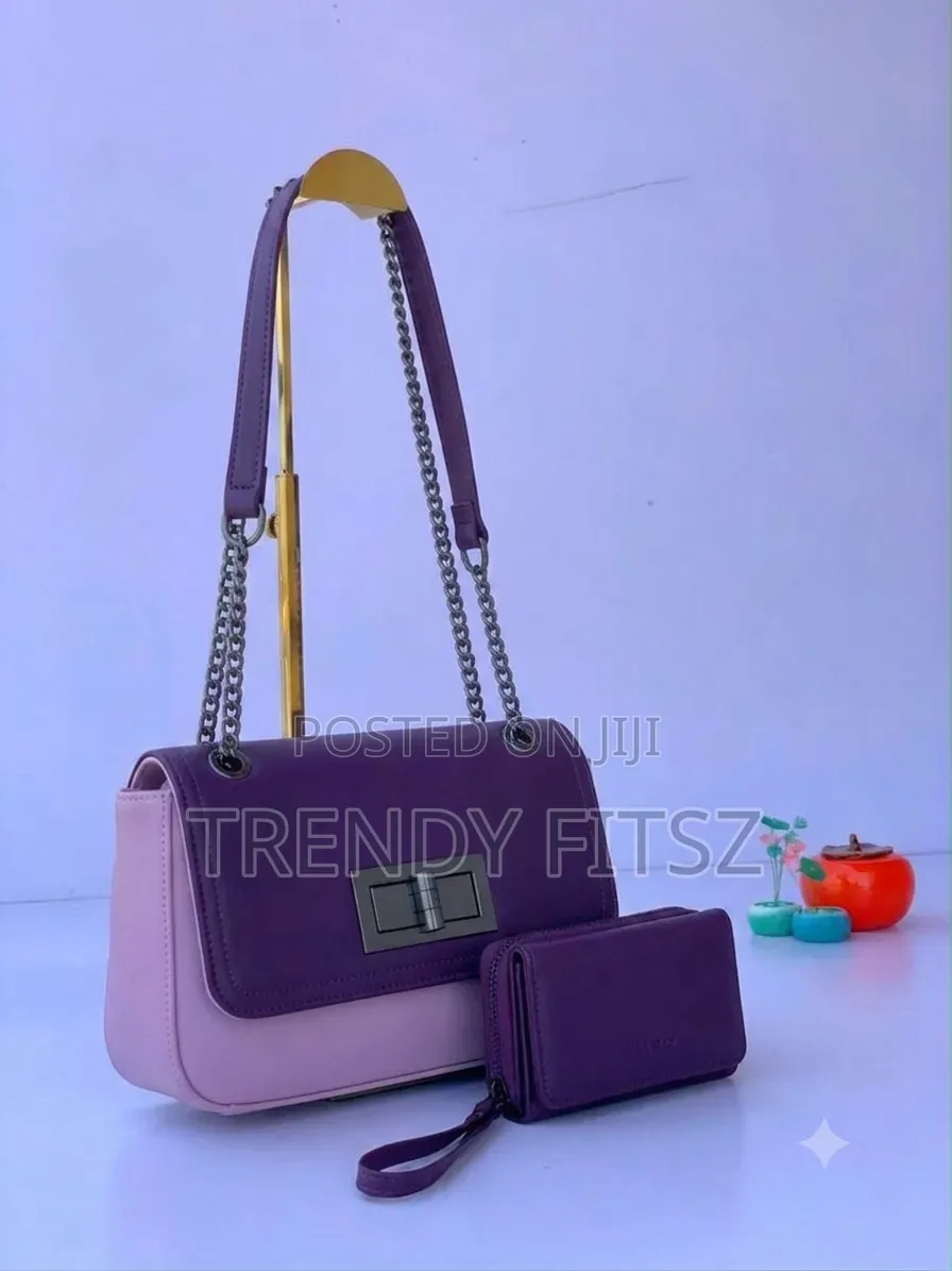 Chain Strap Flap Handbag With Matching Wallet