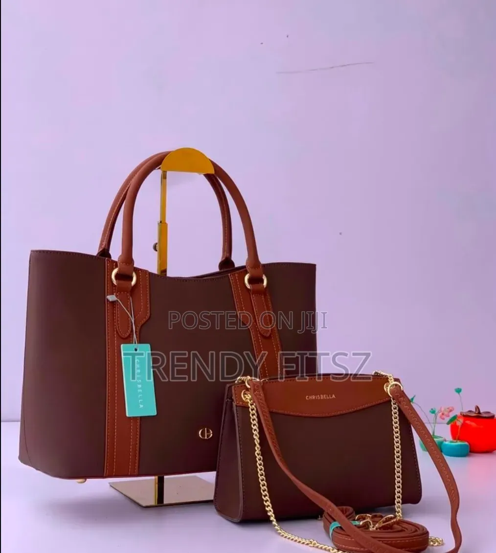 2-in-1 Leather Tote Handbag With Chain Crossbody Bag | Black
