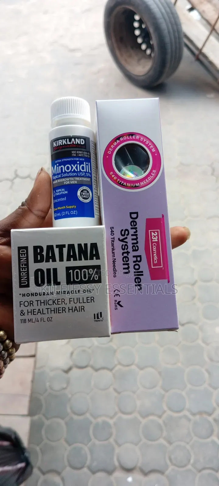 Hair Growth Combo — Batana Oil + Minoxidil Serum + Dermaroller
