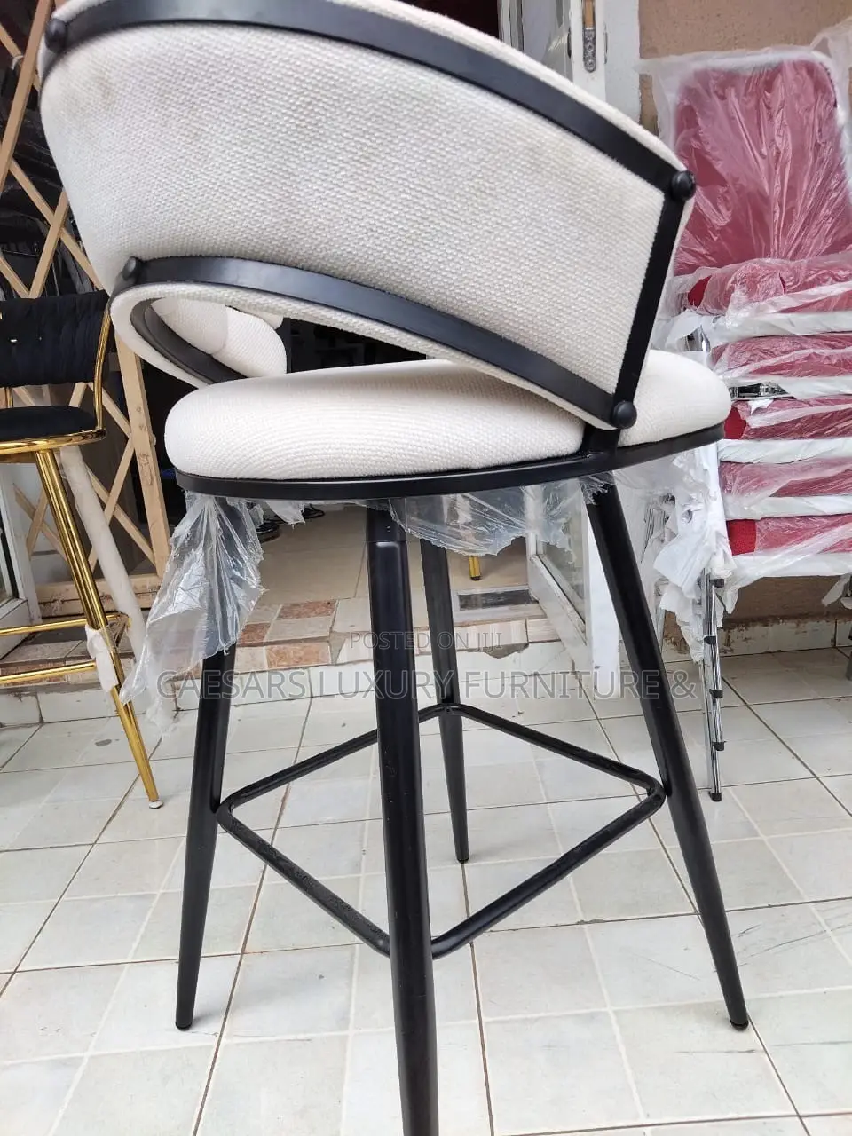 Woven Backrest Bar Stool, for Kitchen and Dining