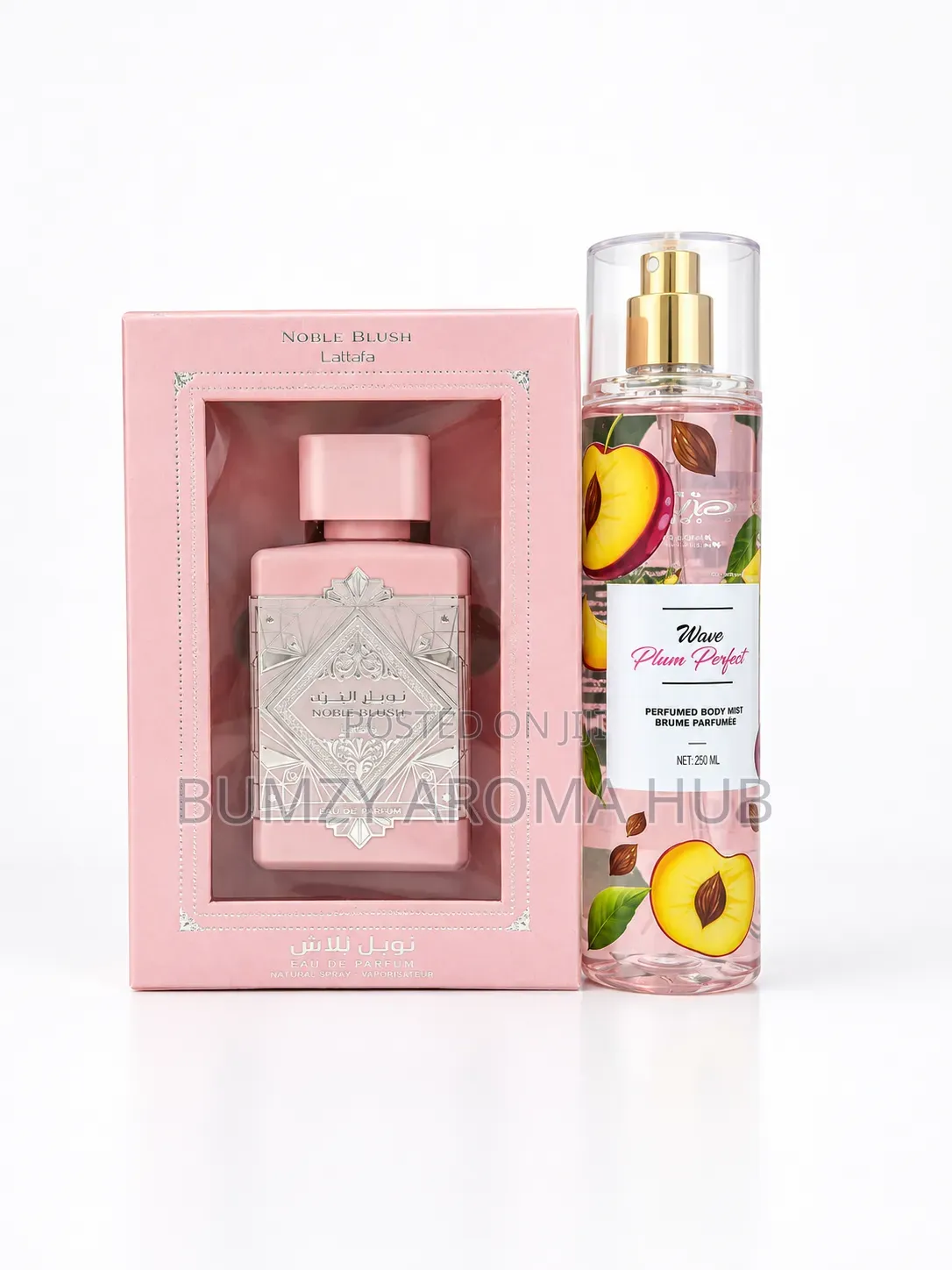 Noble Blush Lattafa Perfume & Wave Plum Perfect Body Mist Set