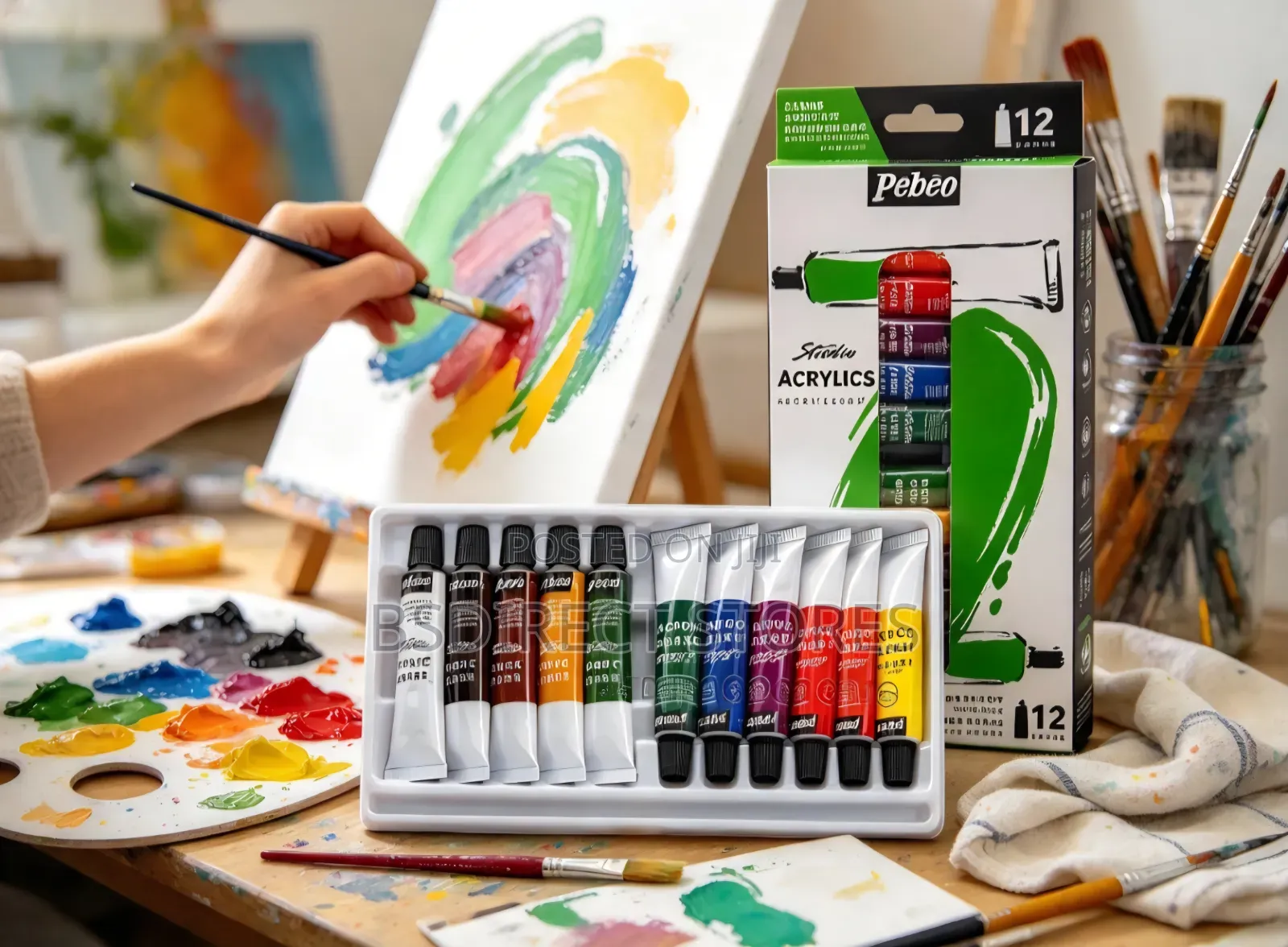 Pebeo Studio Acrylics Professional Paint Colour Set 12x 12ml