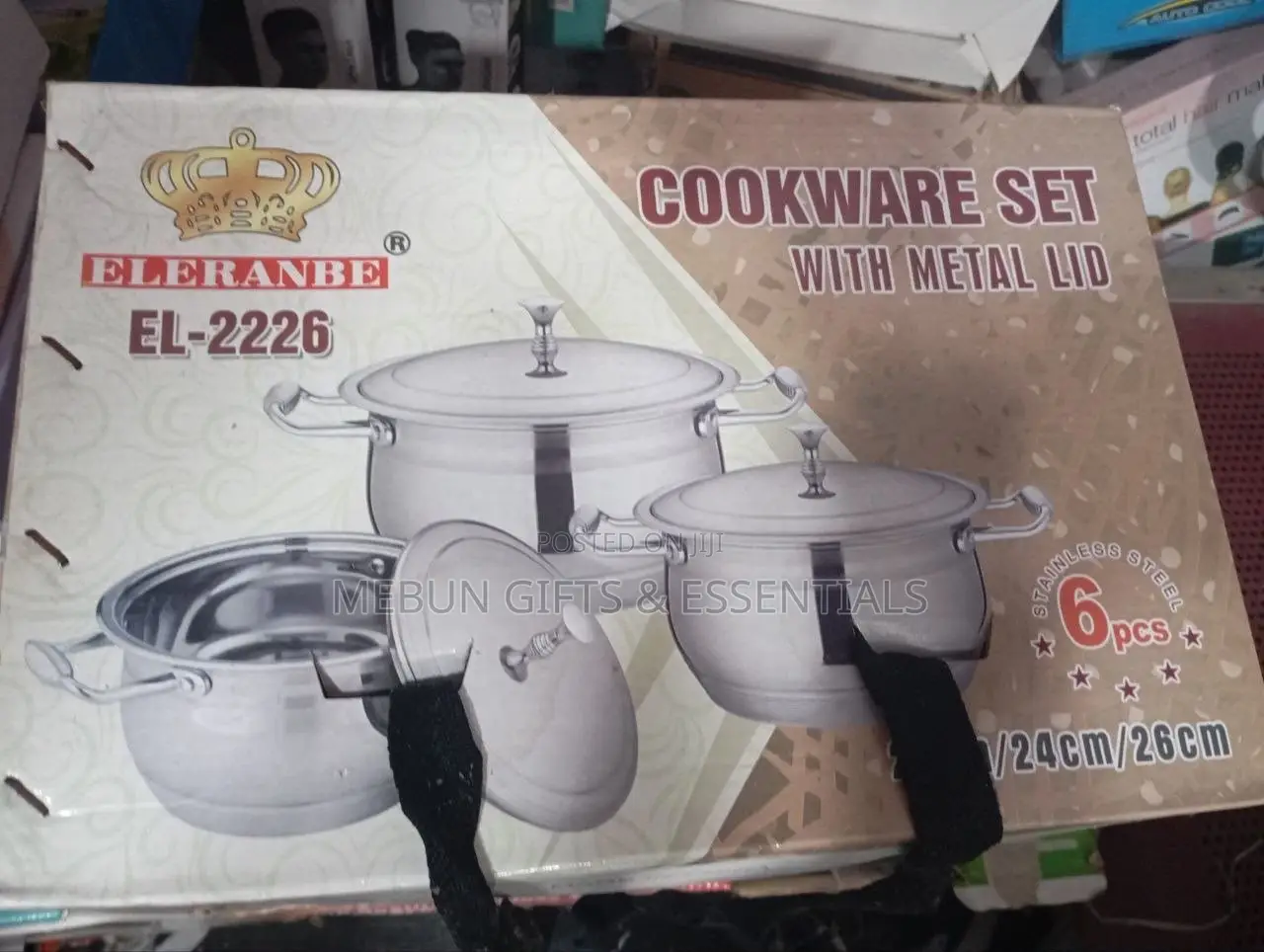 6-Piece Eleranbe High-Quality Stainless Steel Cookware Set + Metal Lid