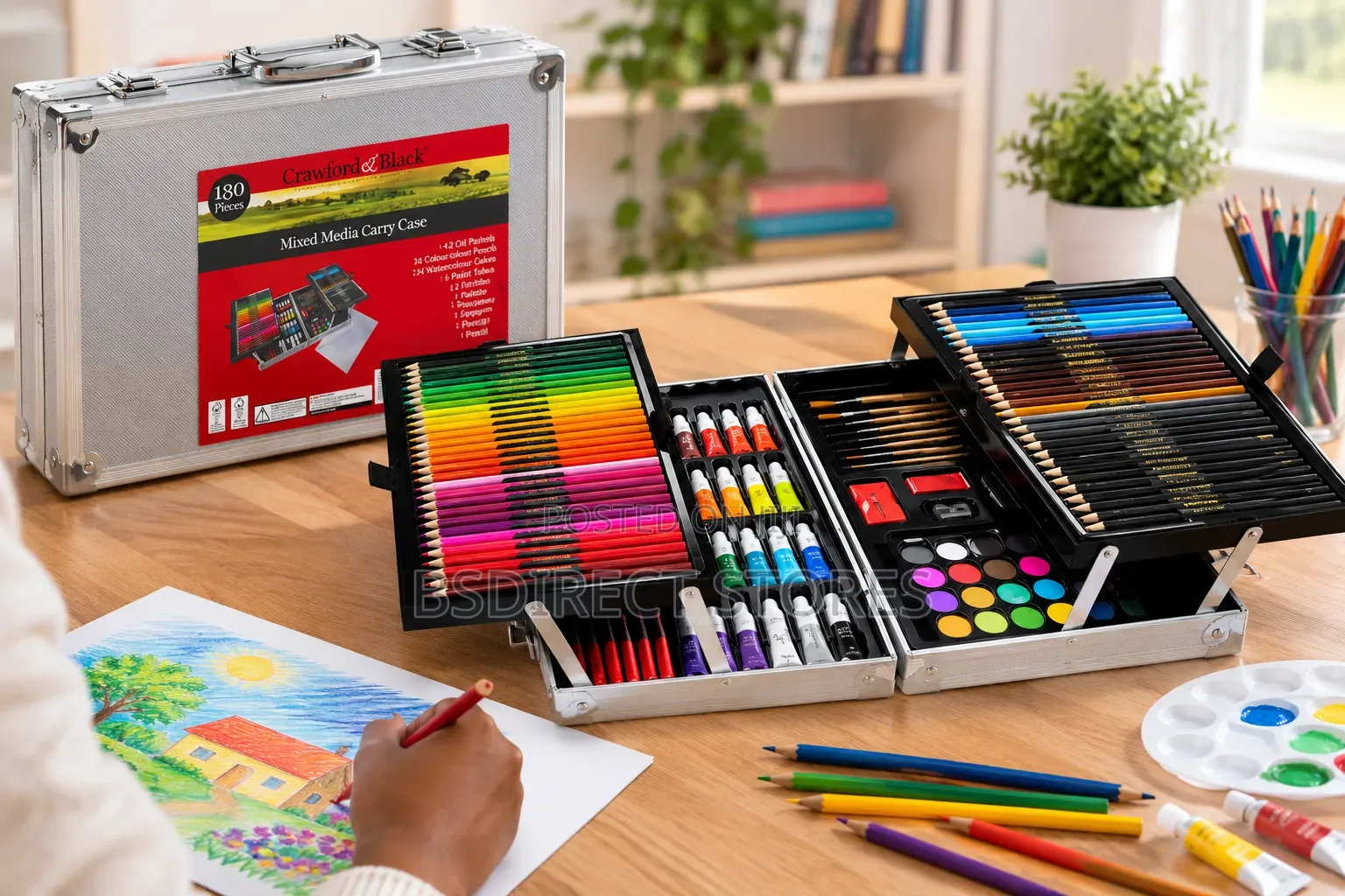 Crawford and Black 130 Piece Mixed Media Carry Case Gift Set
