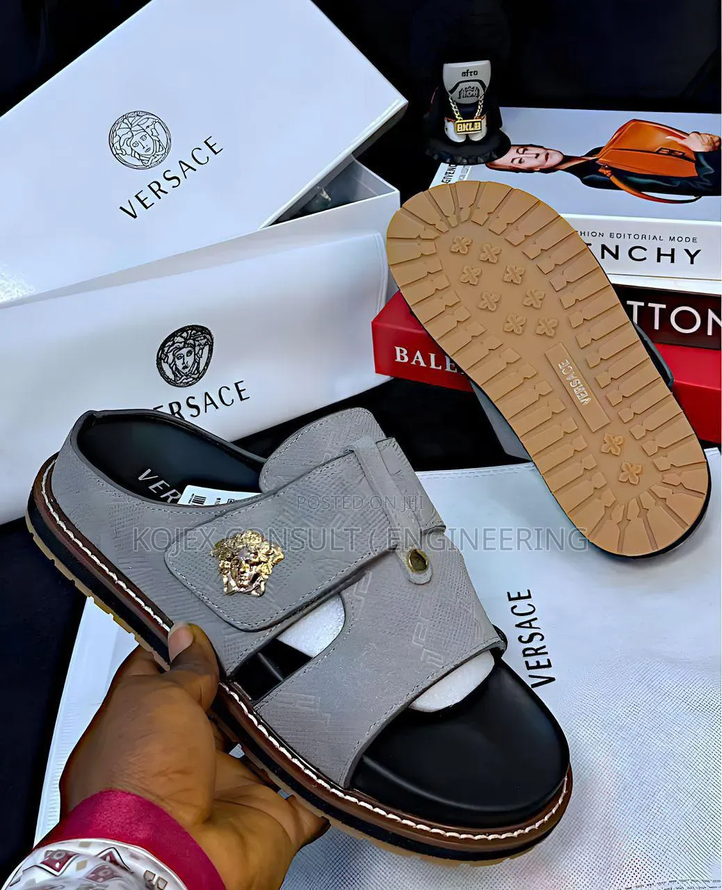 Versace Leather Comfy Slides