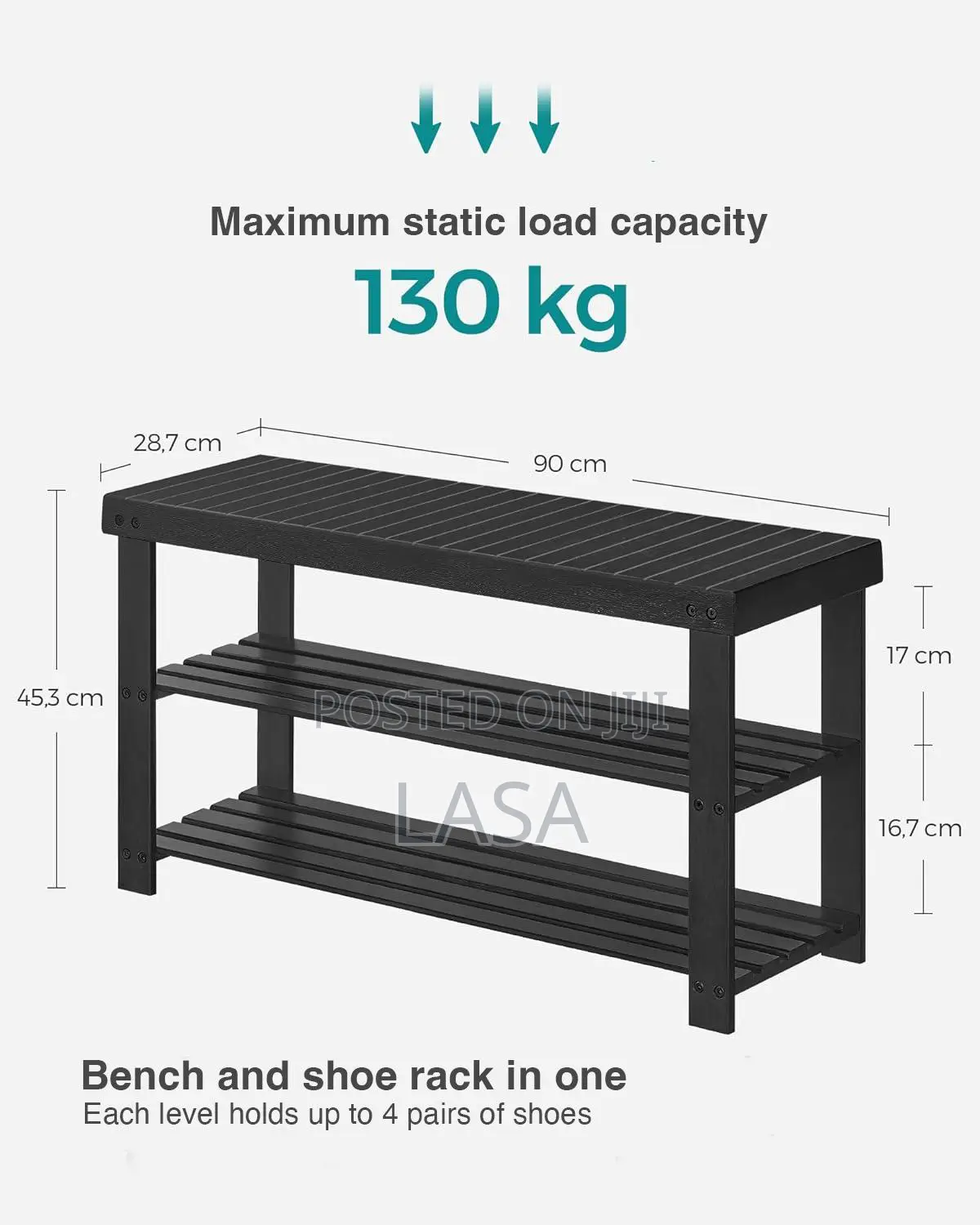 Bamboo 3-Tier Shoe Rack Bench