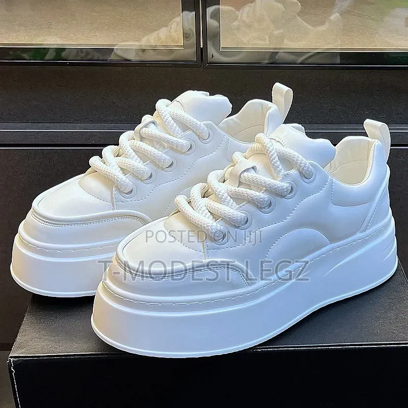 Unisex White Chunky Platform Sneakers