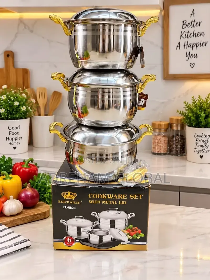 El-8828 Eleranbe 6pc Quality Stainless Cookeware Pot Set 24,26,28cm