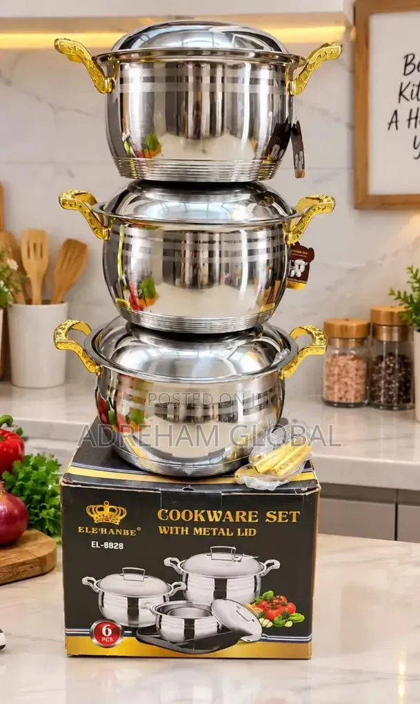 El-8828 Eleranbe 6pc Quality Stainless Cookeware Pot Set 24,26,28cm