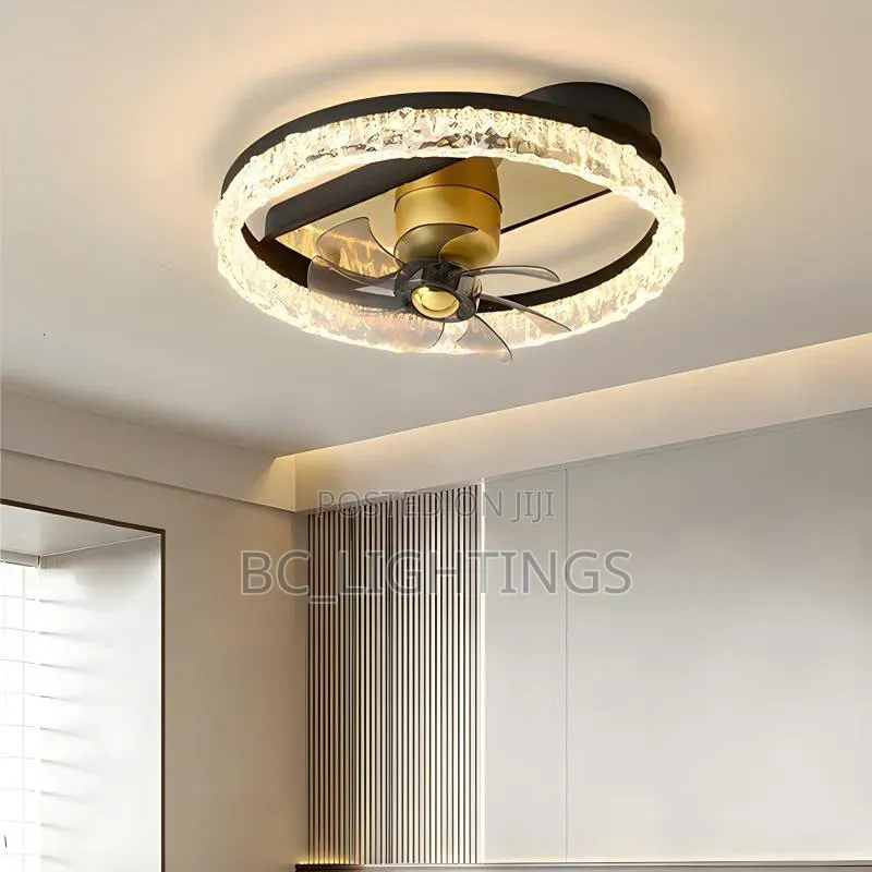 Modern Acrylic LED Ceiling Light With Fan Luxury Square Round Design