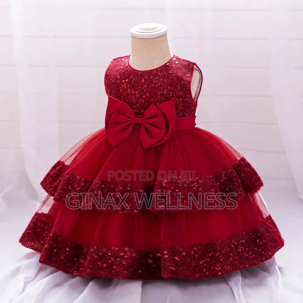 Girls Princess Party Dress With Sequin and Bow Designs (0-12 Months)