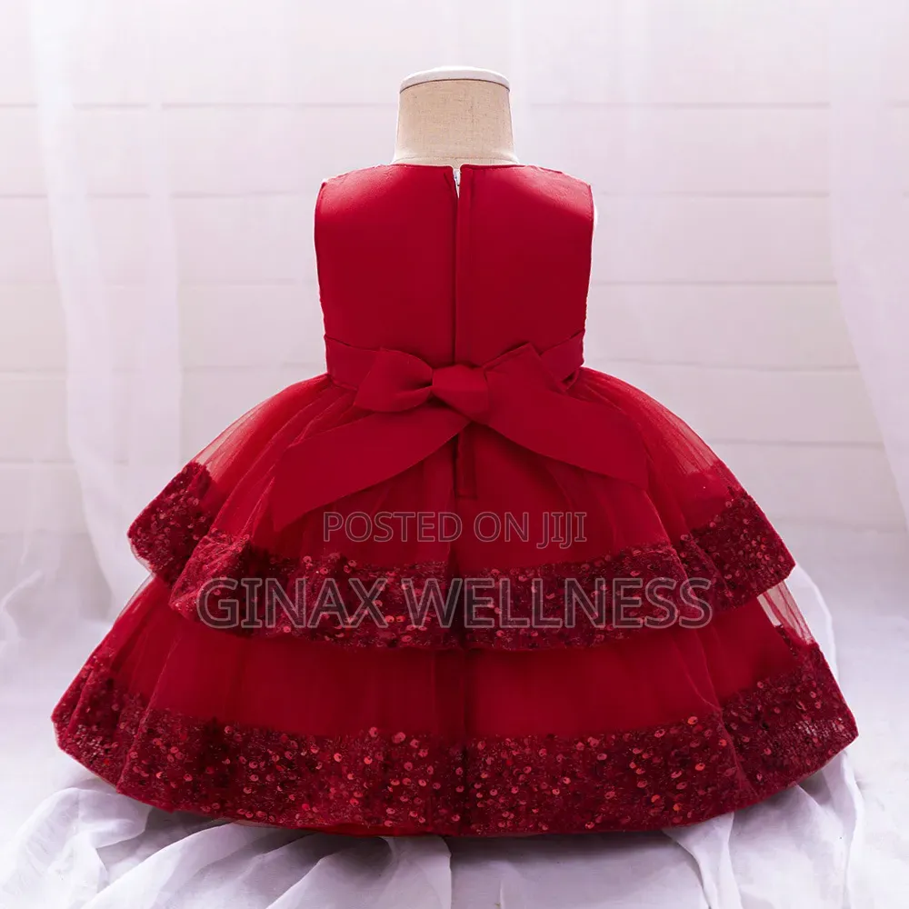 Girls Princess Party Dress With Sequin and Bow Designs (0-12 Months)