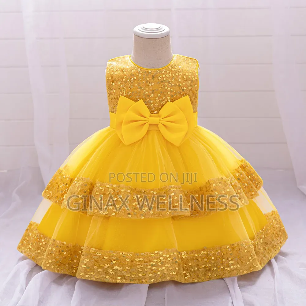 Girls Princess Party Dress With Sequin and Bow Designs (0-12 Months)