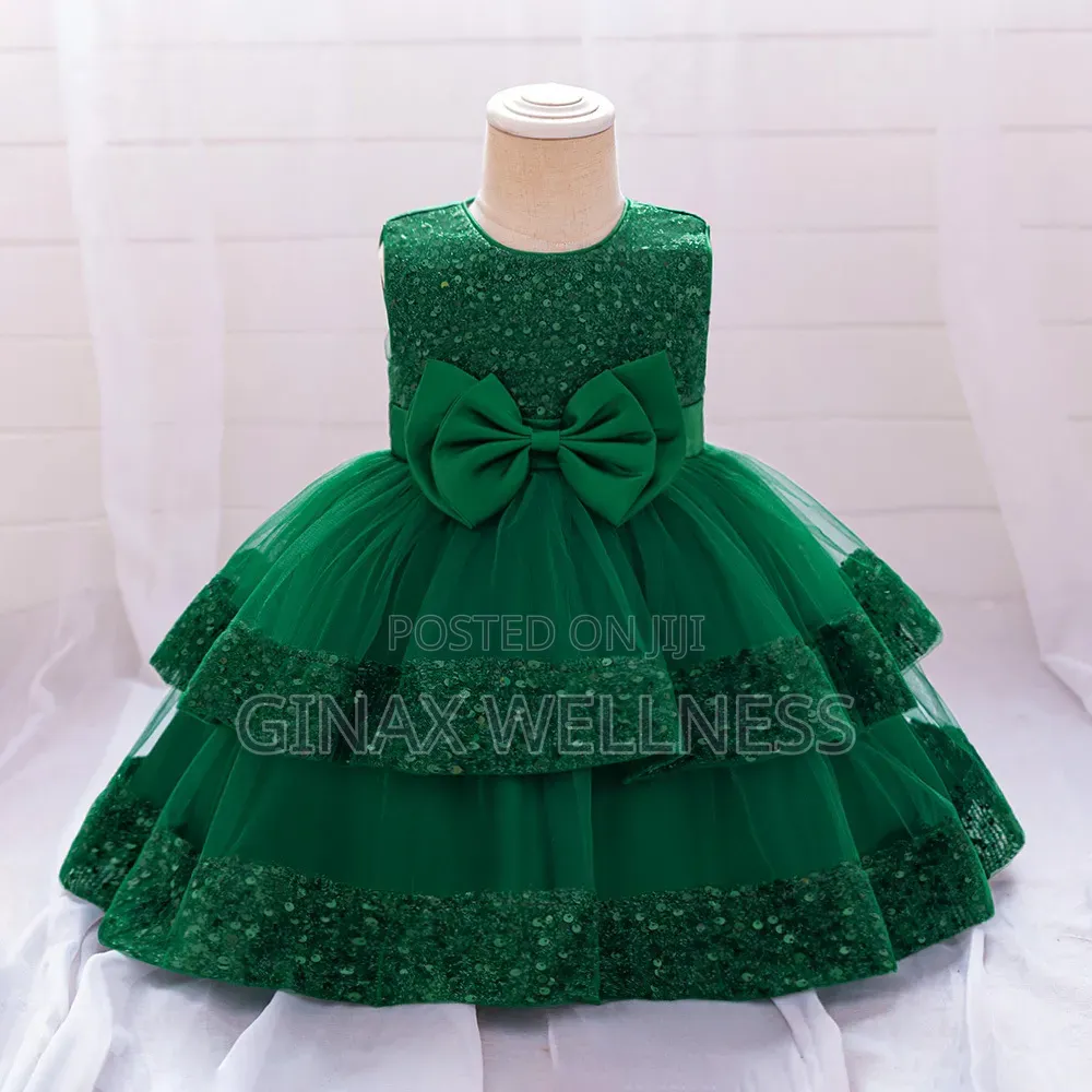 Baby Girls Party Dress With Sequin and Bow Designs (0-12 Months)