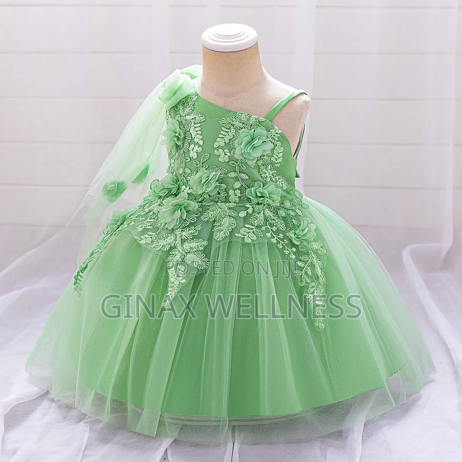 Girls Princess Party Dress With 3D Flowers and Tulle (0-12 Months)