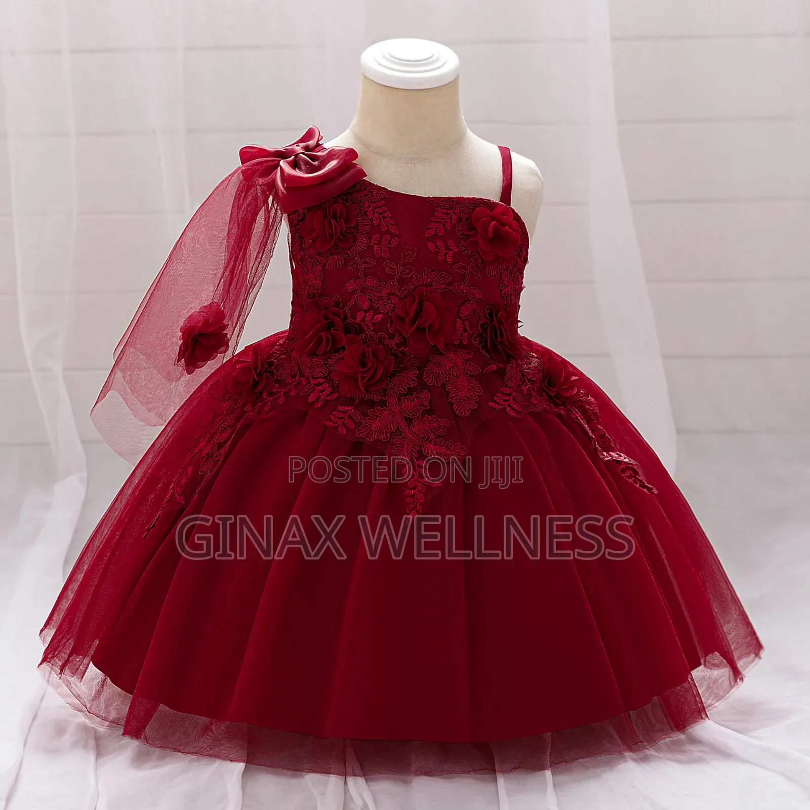 Girls Princess Party Dress With 3D Flowers and Tulle (0-12 Months)