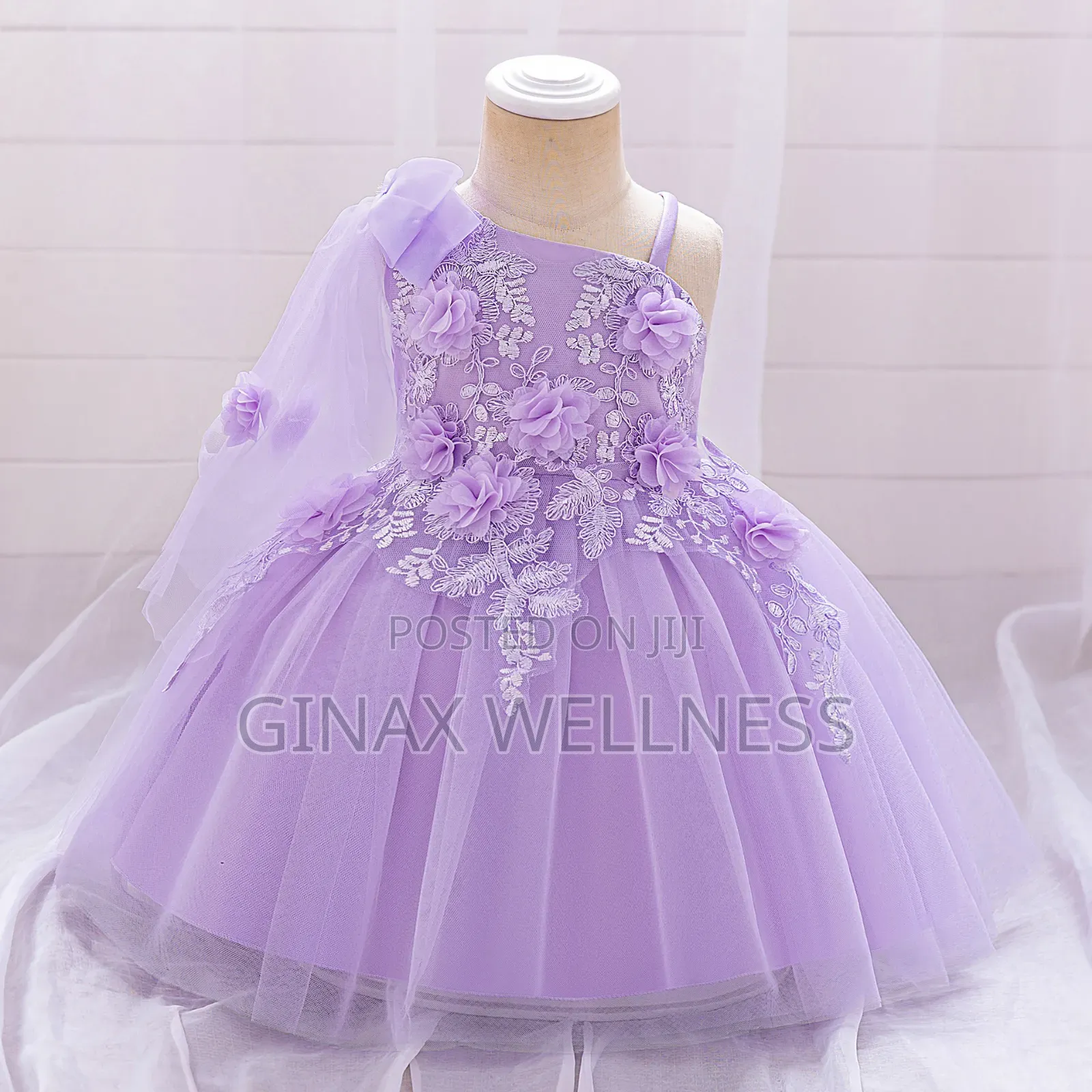 Girls Princess Party Dress With 3D Flowers and Tulle (0-12 Months)