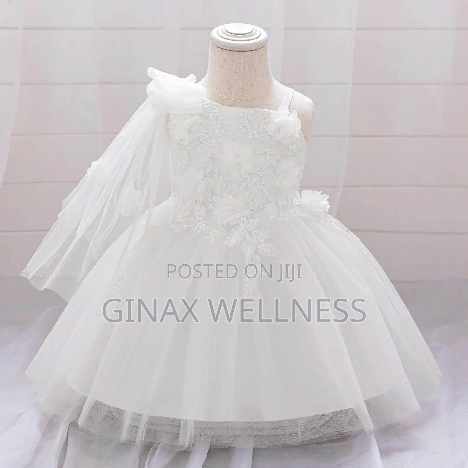 Baby Girls Party Dress With 3D Flowers and Tulle (0-12 Months)