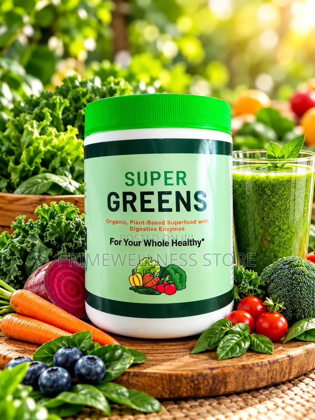 Super Greens, Organic, Plant-Based Superfood With Digestive Enzymes