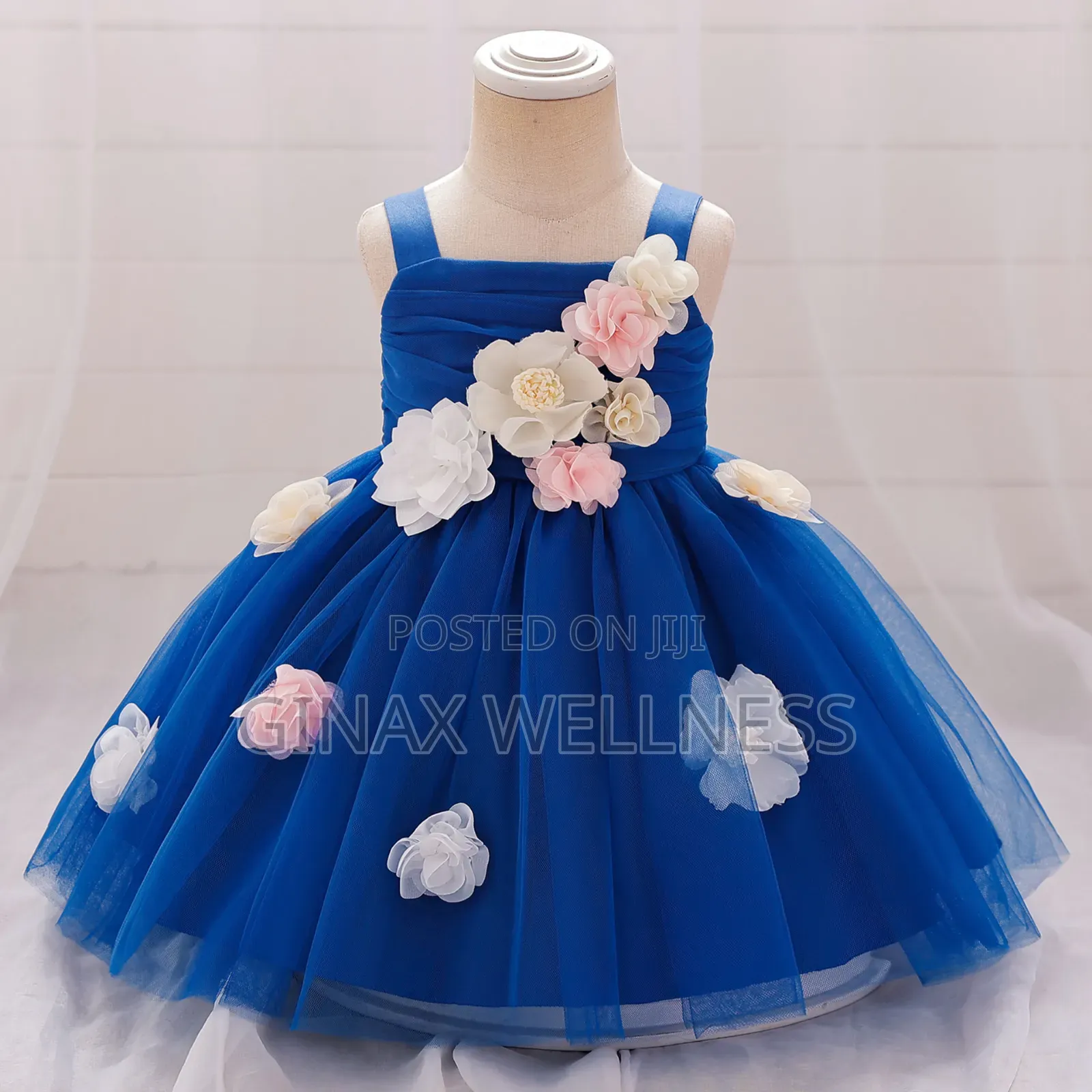 Girls Floral Princess Party Dress With 3D Flowers (0-12 Months)