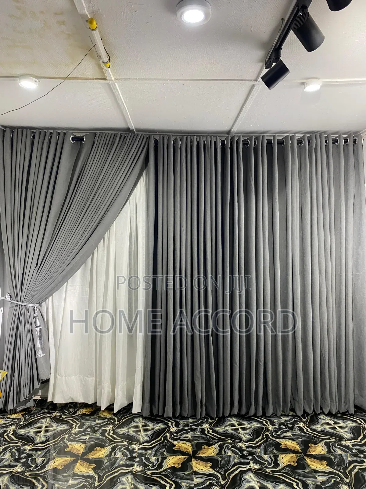 Gray Eyelet/ Rings Turkish Curtains