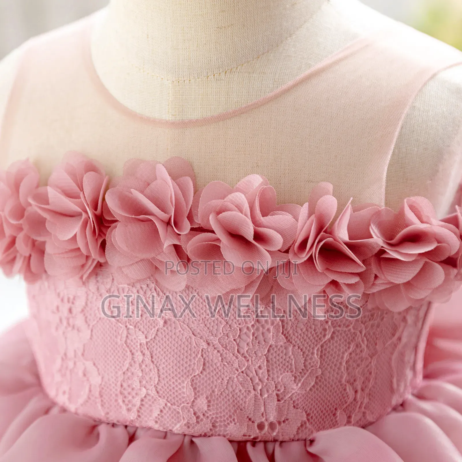 Girls Pink Princess Dress With Floral Headband (6-12 Months)