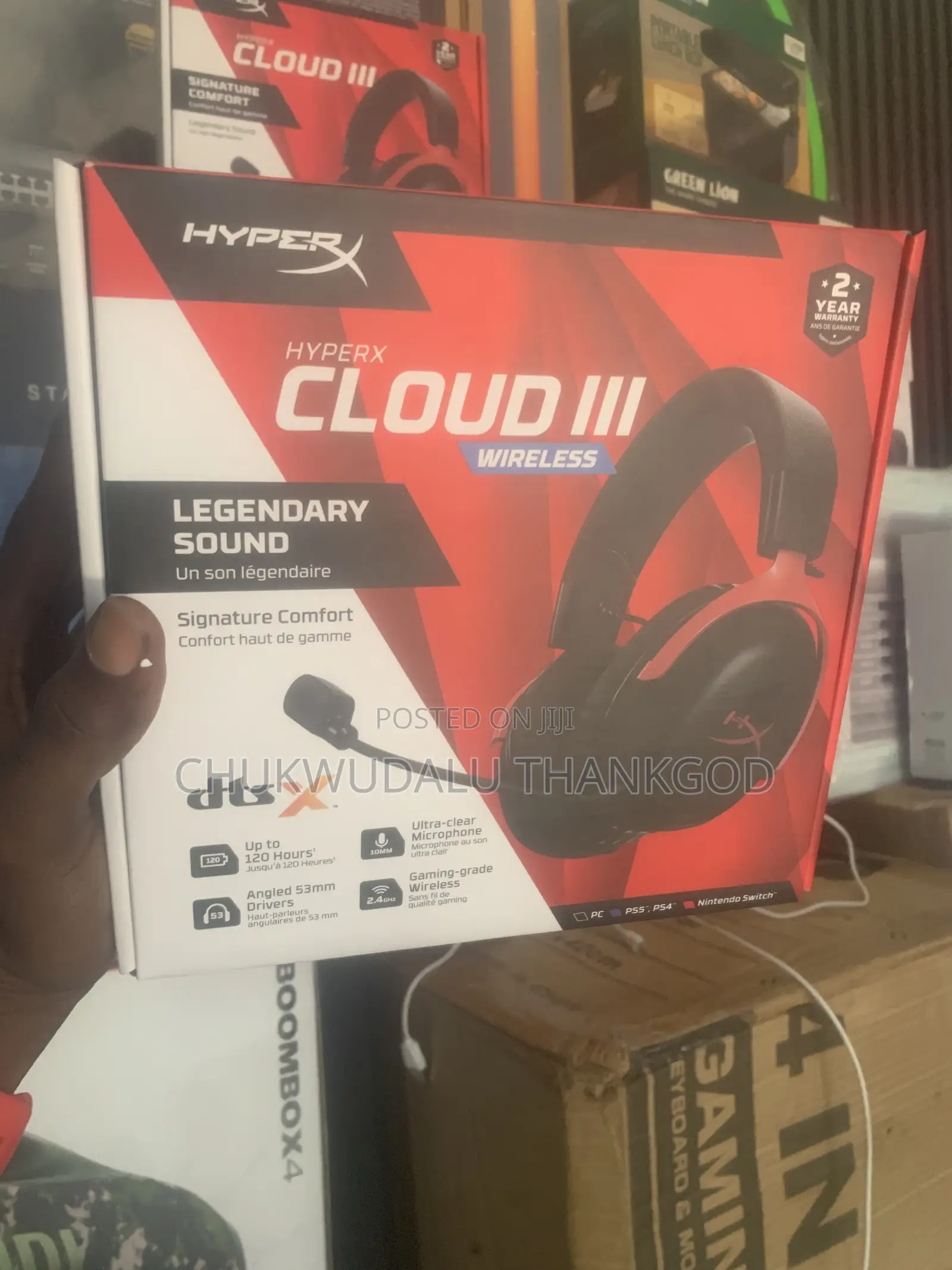 Hyperx Cloud III Wireless Gaming Headset — Black/Red -120-Hour Battery