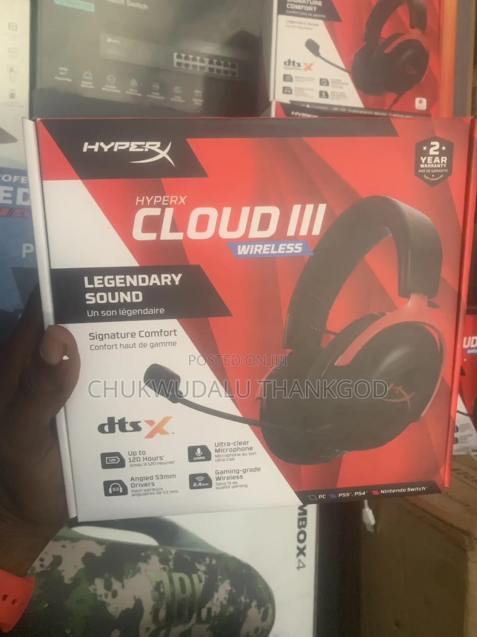 Hyperx Cloud III Wireless Gaming Headset — Black/Red -120-Hour Battery