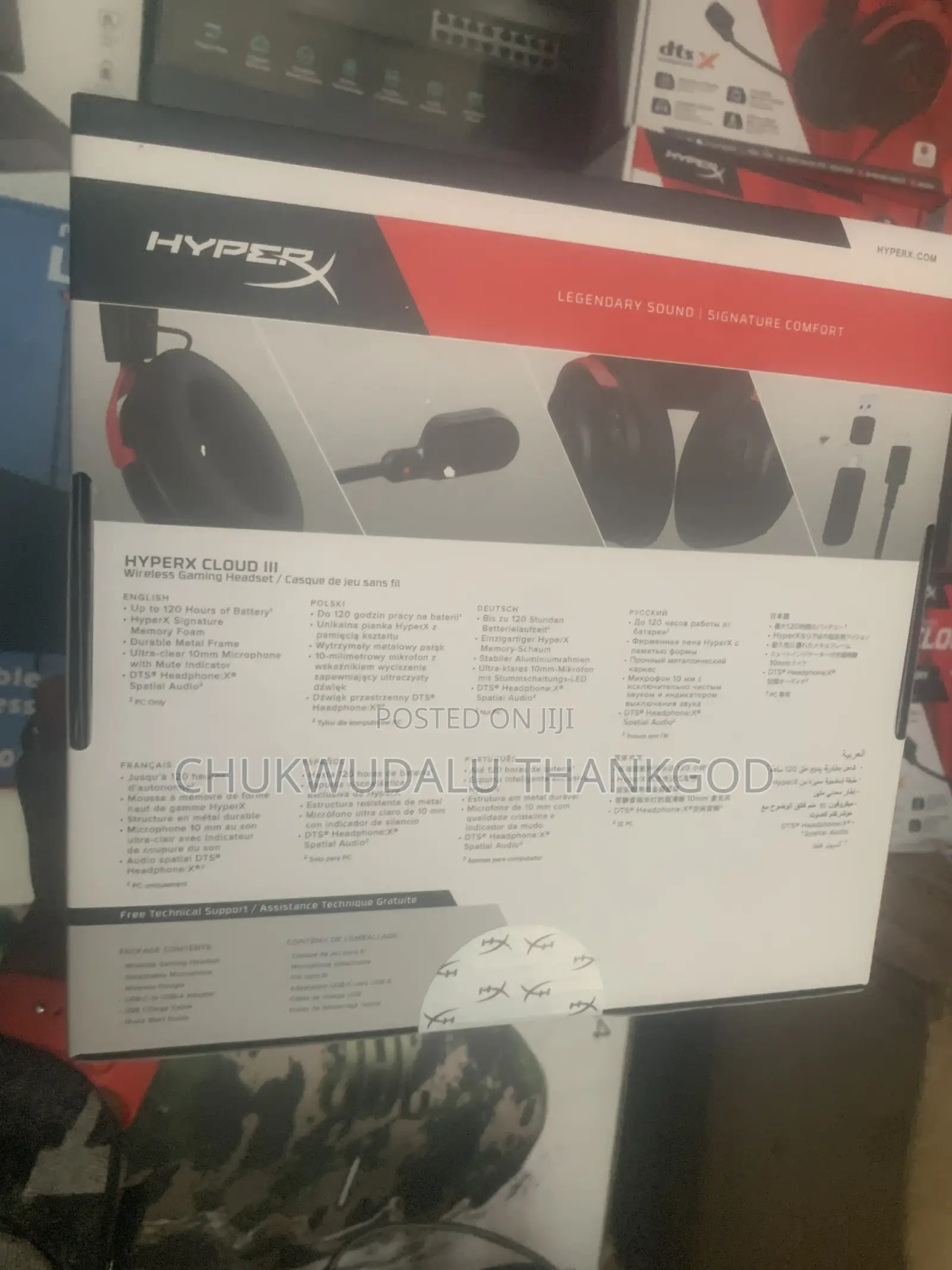 Hyperx Cloud III Wireless Gaming Headset — Black/Red -120-Hour Battery