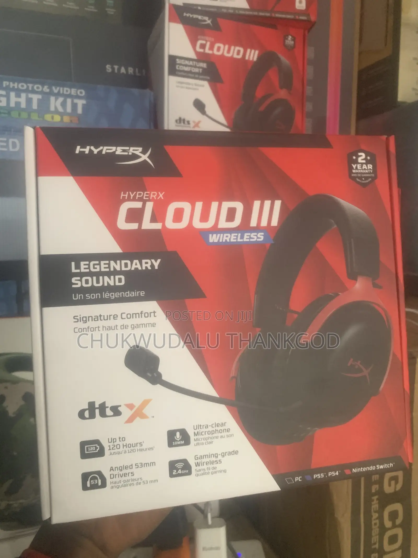 Hyperx Cloud III Wireless Gaming Headset — Black/Red -120-Hour Battery