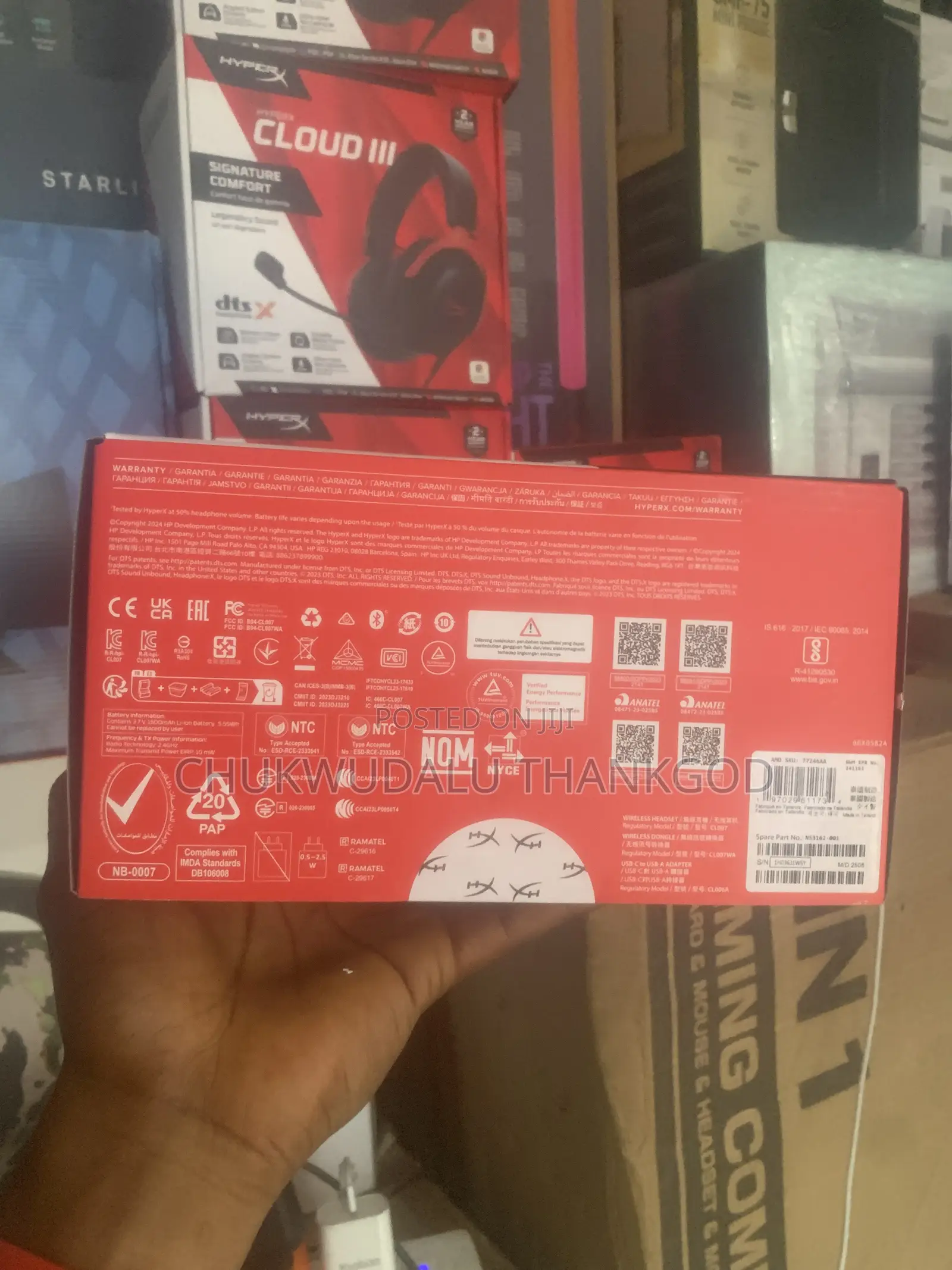 Hyperx Cloud III Wireless Gaming Headset — Black/Red -120-Hour Battery