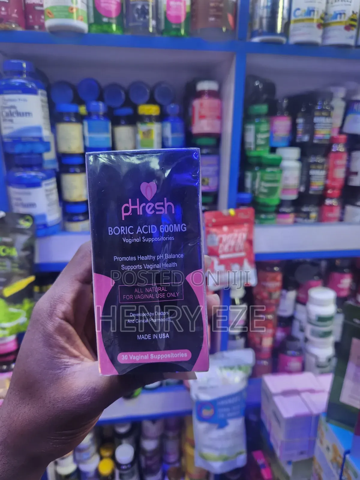 pHresh Boric Acid 600mg Vaginal Suppositories – 30 Capsules
