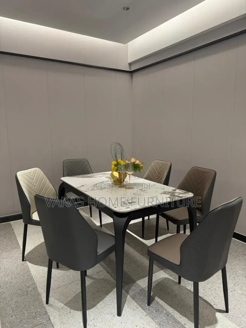 Grey Color 6 Seater Marble Dining Table