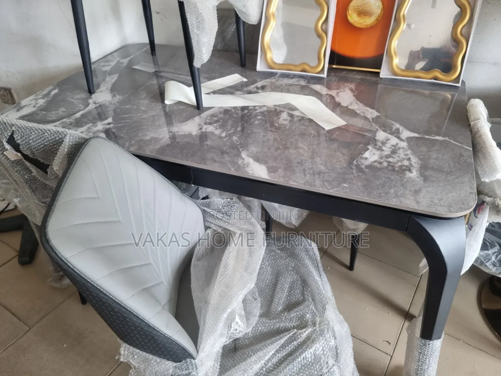 Grey Color 6 Seater Marble Dining Table