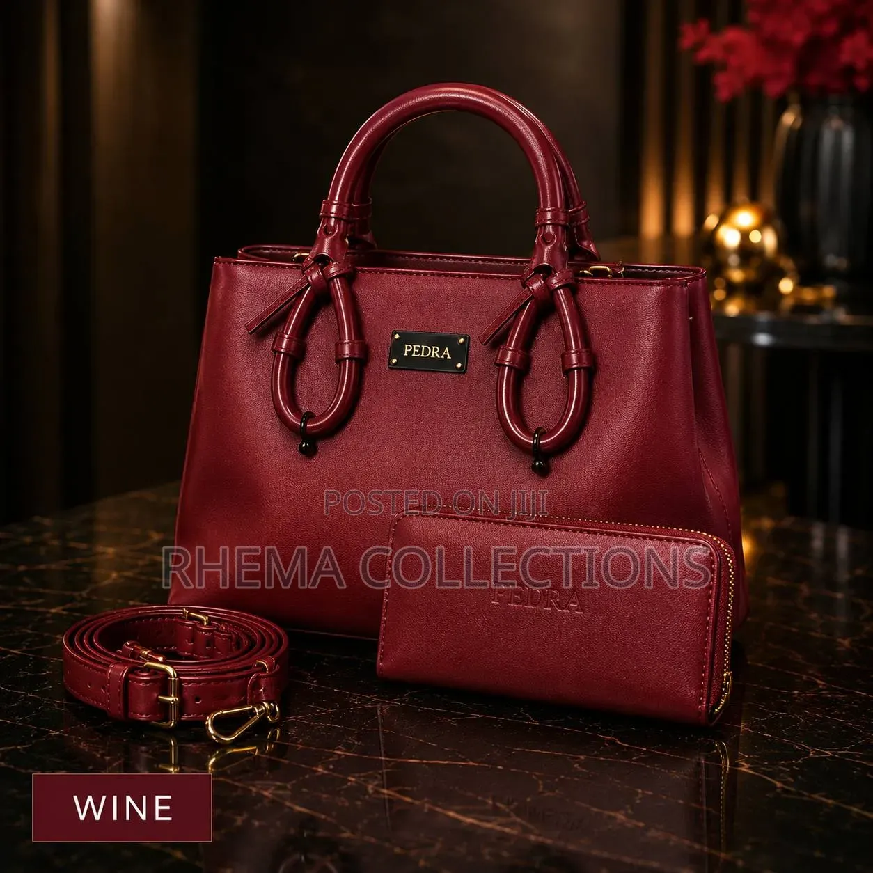 Pedra 2-in-1 Quality Ladies Glossy Leather Hand Bag