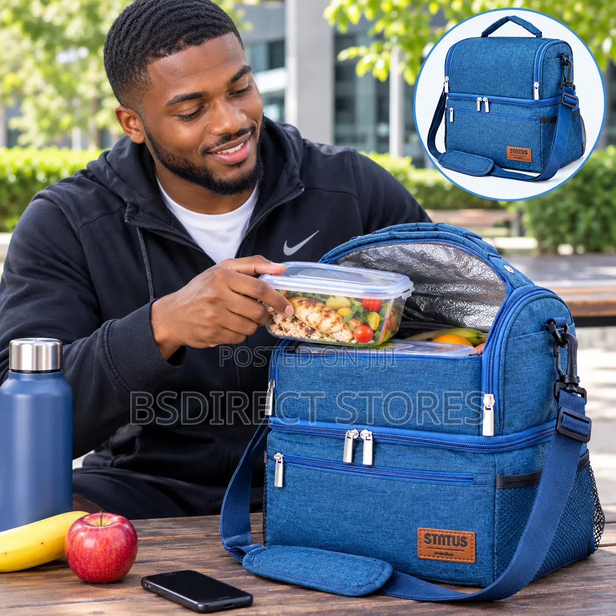 STNTUS NAVY Cooler Lunch Bag Thermal Cool, With Ice Pack