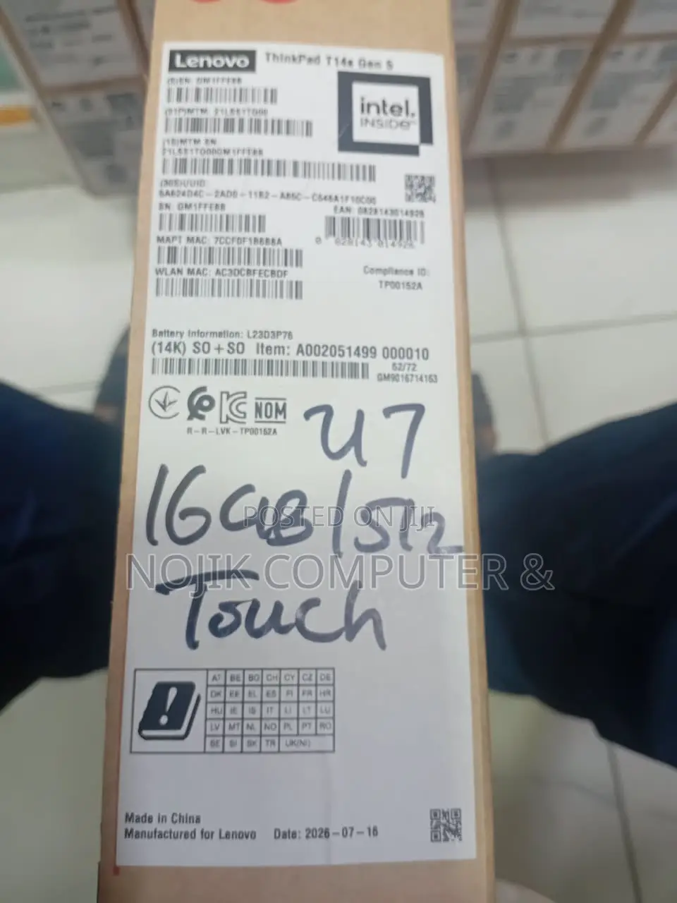 New Laptop Lenovo ThinkPad T14 16GB Intel Core Ultra 7 SSD 512GB