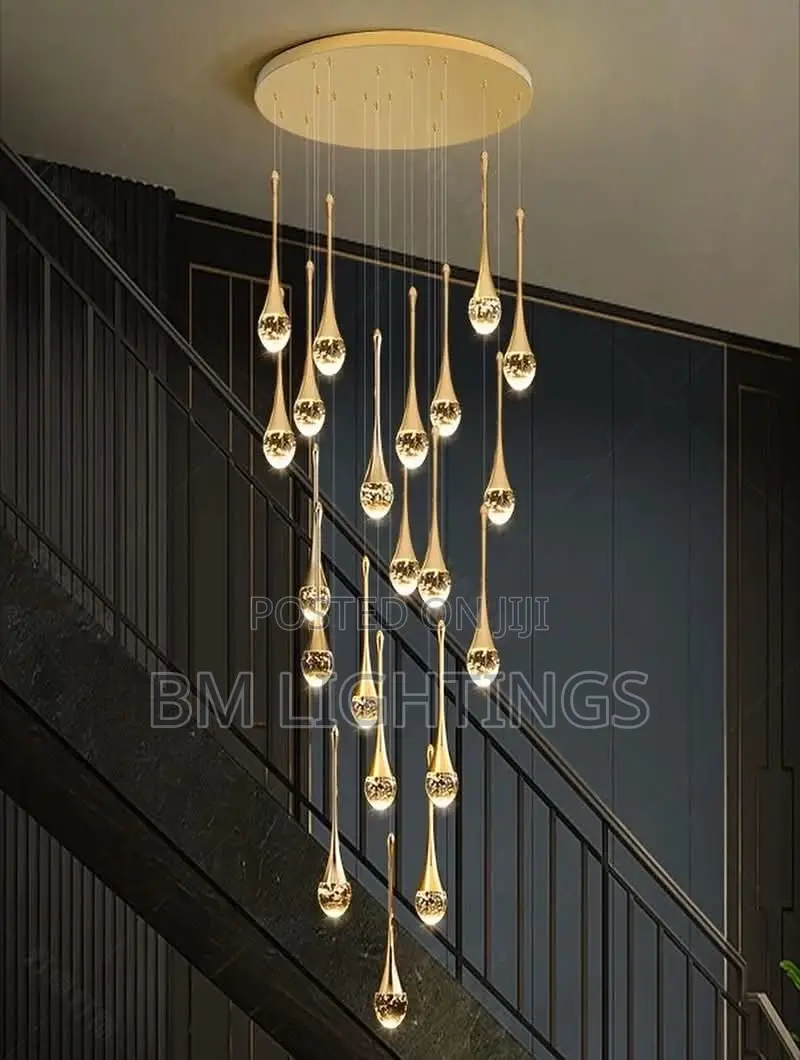 Water Drop Staircase Chandelier - Teardrop Long Drop Pendant