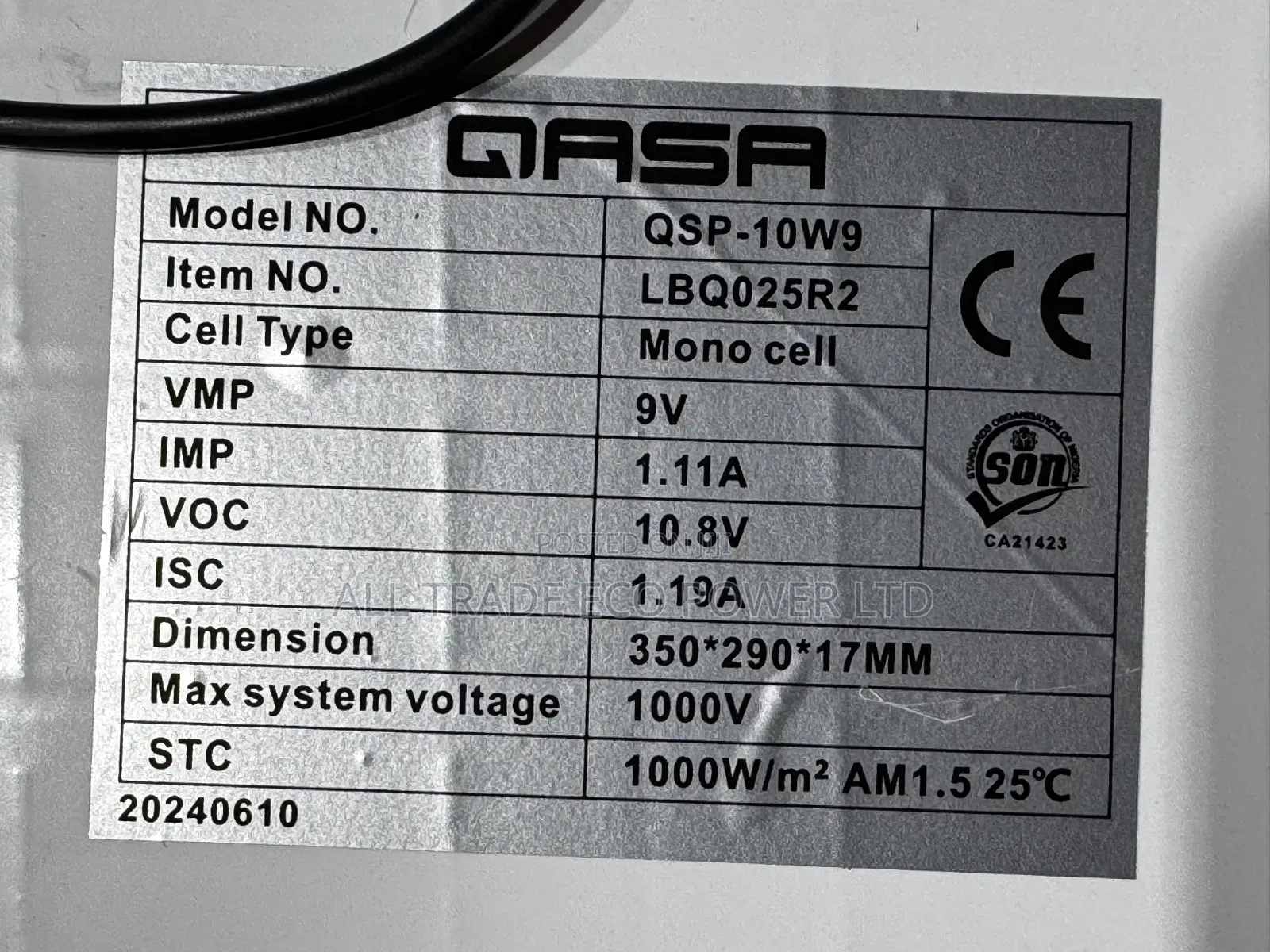 Qasa 10w Solar Panel