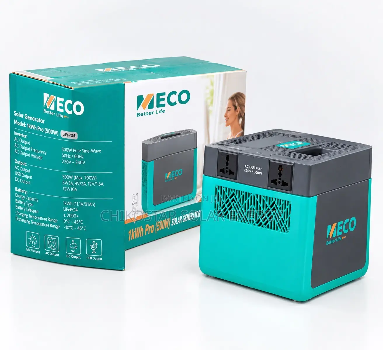 MECO 1kWh Pro (500W) Solar Generator – Brand New in Box