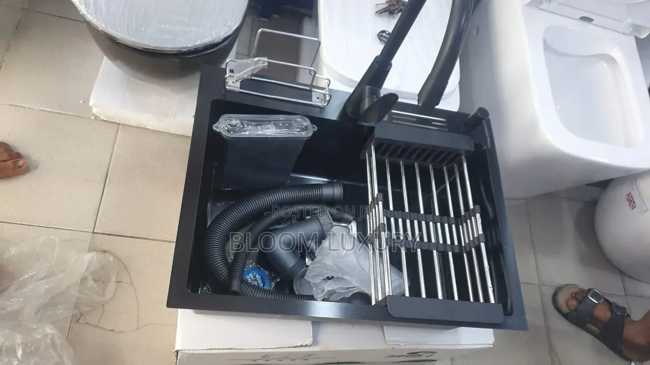 7 Button Multi Functional Kitchen Sink With Double Faucet