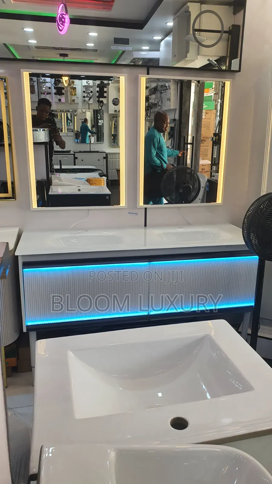 Luxury Double Cabinet With LED Mirror