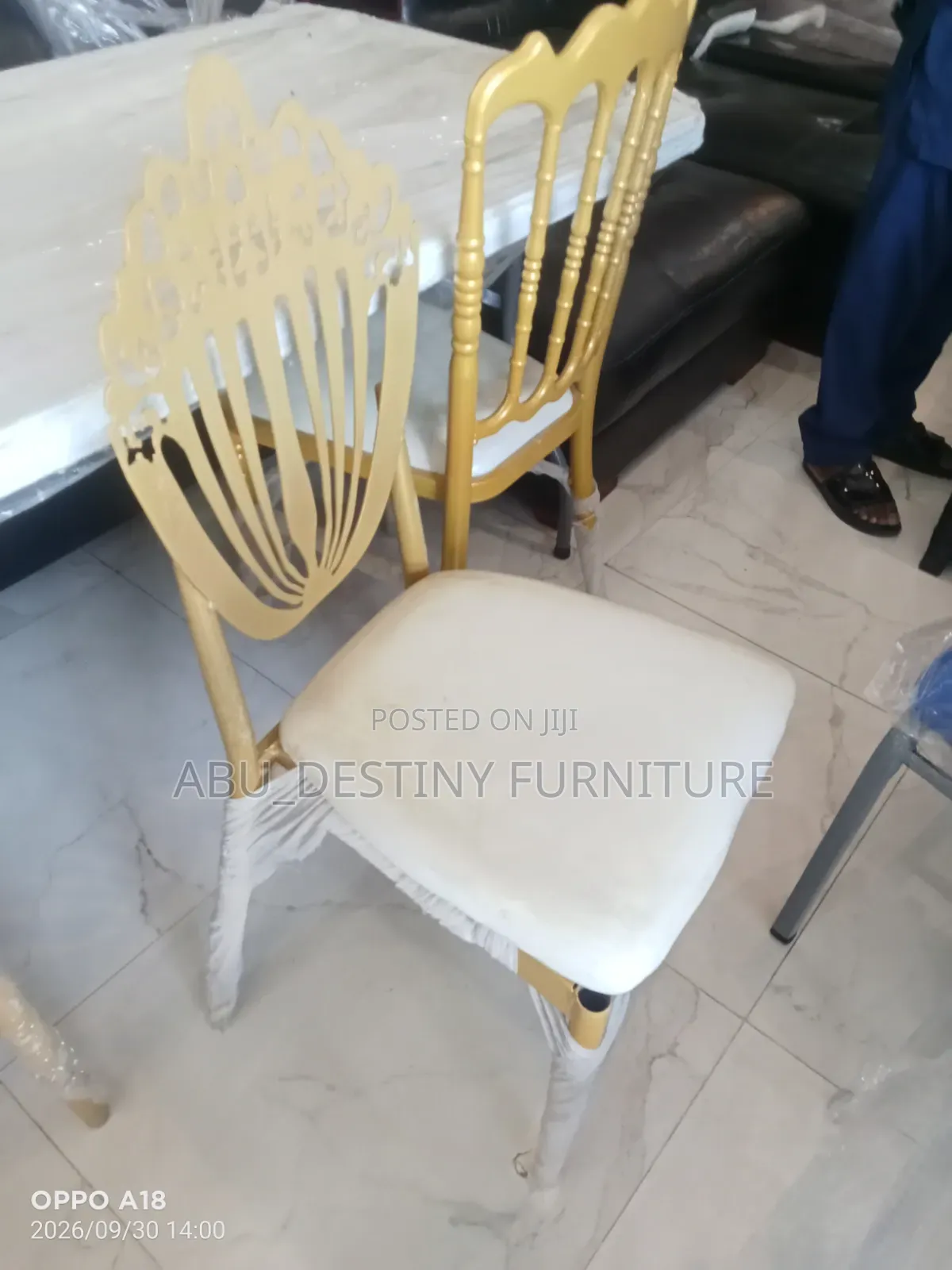 Gold Event Chair (Fan Back + White Seat