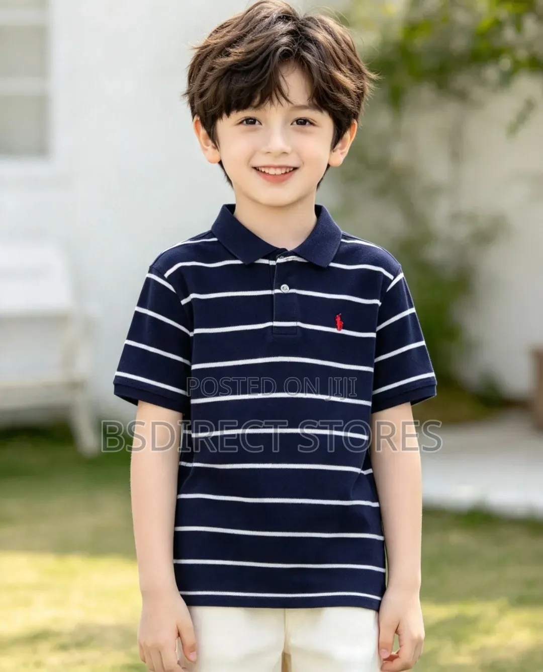 POLO RALPH LAUREN Boys Polo Shirt Blue Striped Short Sleeve