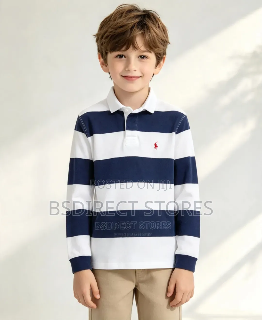 Polo Ralph Lauren Unisex Long Sleeves Polo Shirt White Blue