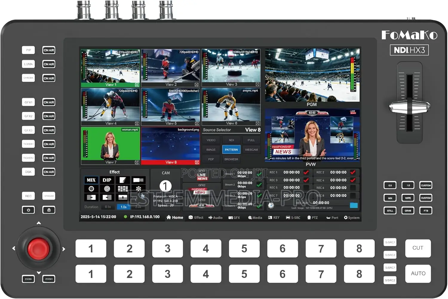 Fomako M8 8 Channel 4K NDIHX ISO Recording Video Switcher