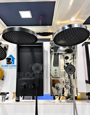 Quality Conduit Shower Panel With Shelve Matte Black